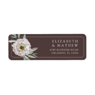 Etiqueta de Casamento Floral Marrom e Branco Boho