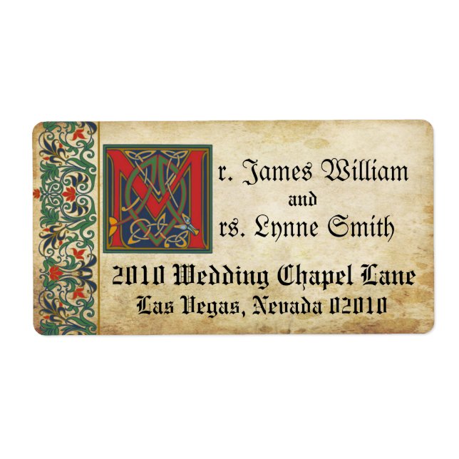 Etiqueta de Casamento Manuscrito Medieval (Frente)