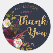 Etiqueta de Casamento Moderno Floral de Boho Water