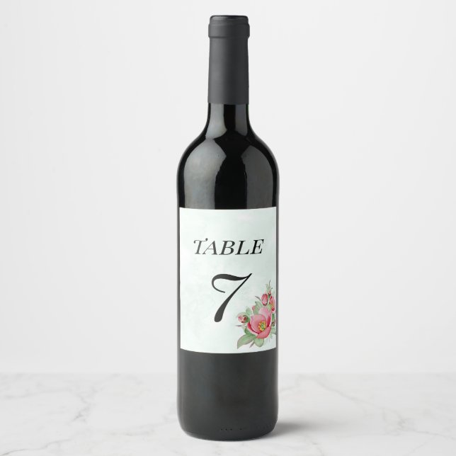 Etiqueta de casamento para o número da mesa de vin (Frente)