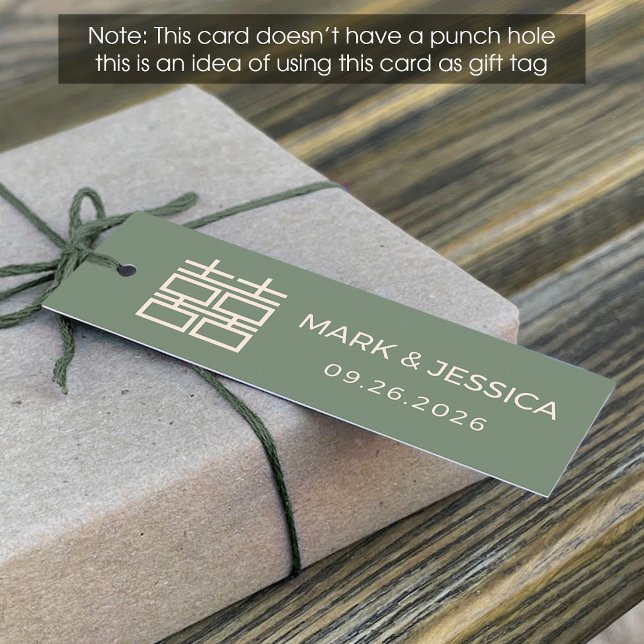 Etiqueta de casamento Sage Green Double Happiness  (Criador carregado)