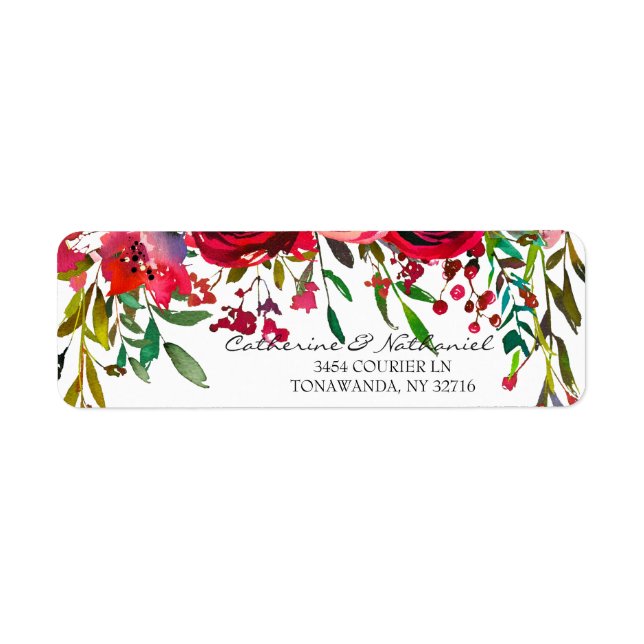 Etiqueta de Casamento Simples de Rosas vermelhas M (Frente)