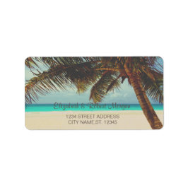 Etiqueta de Casamento Tropical de Praia, Palmeira