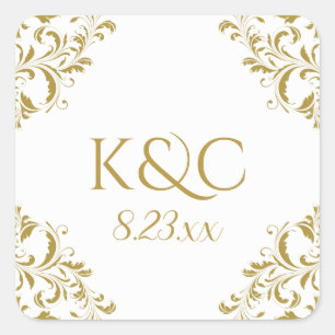 Etiqueta de Casamento vintage Elegante Nadine -