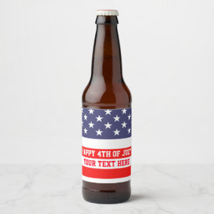 Etiqueta de cerveja de bandeira americana em 4 de