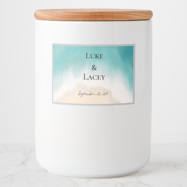 etiqueta de cerveja de casamento de praia (Frente)