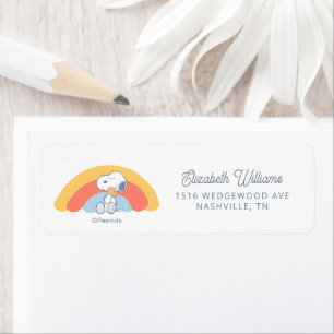 Etiqueta de Chá de Bebê Arco-íris do Snoopy & Wood