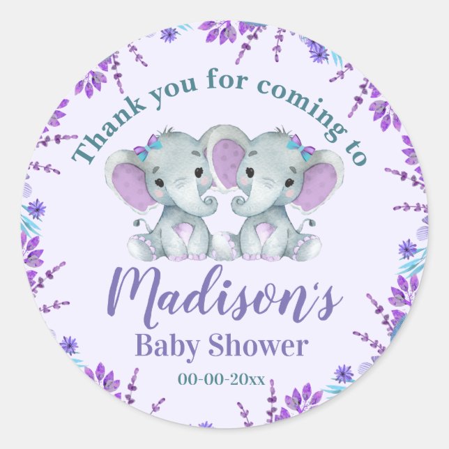 Etiqueta de Chá de fraldas de Elefante GêmeoFloral (Frente)