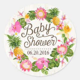 Etiqueta de Chá de fraldas Rustic Beach Luau Hawai