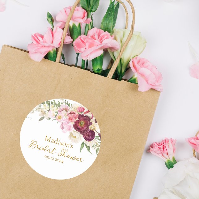 Etiqueta de Chá de Noiva FLORAL Abraço Matrimônio (Criador carregado)