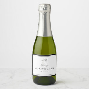 Etiqueta de Champanhe de Folhagem de Borda Minimal