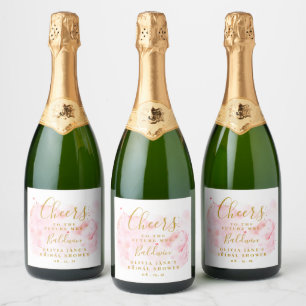 Etiqueta De Champanhe Rosa E Dourada, Chá de pane