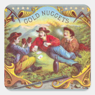 Etiqueta de Charuto de Vintage com Nuggets Dourado