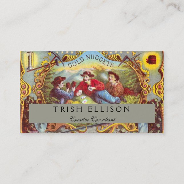 Etiqueta de Cigarro Antiquado com Nuvens Douradas (Frente)