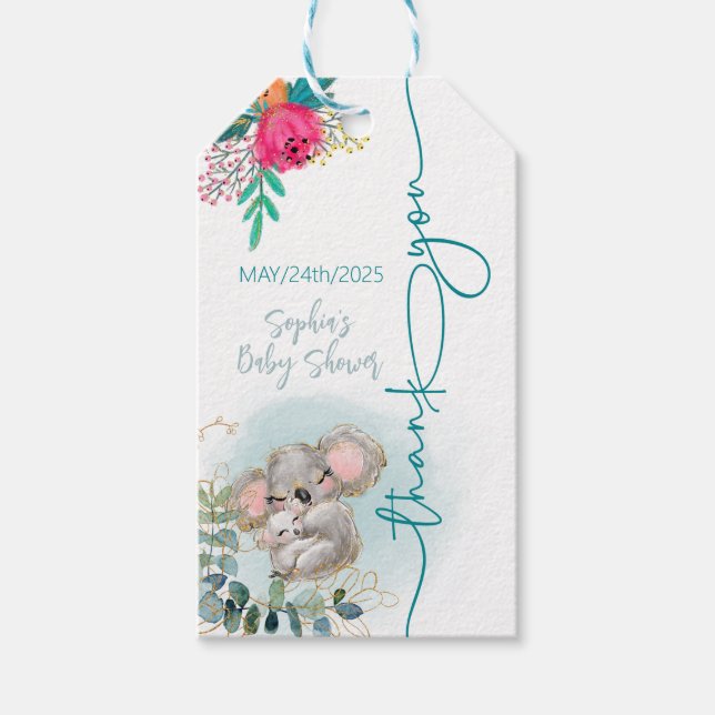 Etiqueta de colgar para Baby Shower colección Koal (Frente)