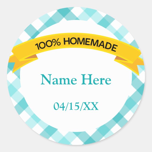 Etiqueta de Comida caseira 100% - Teal (Frente)