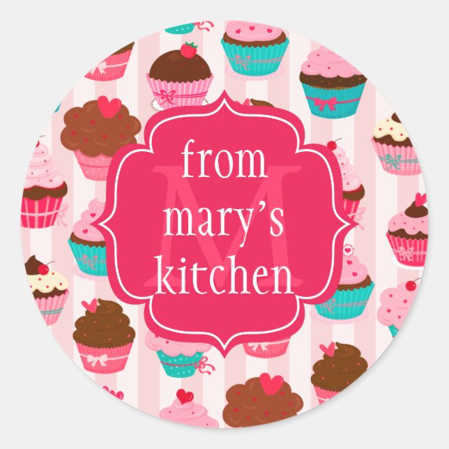 Etiqueta de Comida com Cupcakes rosa moderno (Frente)