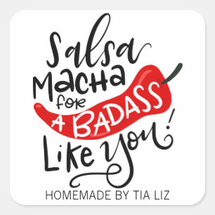 Etiqueta de comida com letra de Salsa Macha