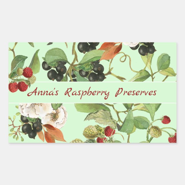 Etiqueta de Comida de berries e foliagens (Frente)