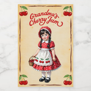 Etiqueta de Comida de Cherry Jam Vintage da vovó