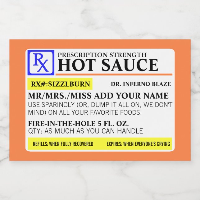 Etiqueta de Comida de Força de Prescrição Engraçad (Rótulo Único)