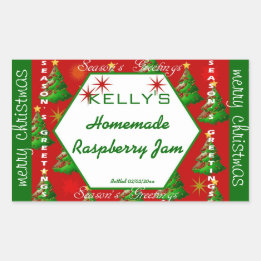 Etiqueta de comida de Natal vermelha e verde