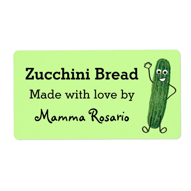 Etiqueta de Comida de Pão de Zucchini Divertida (Frente)