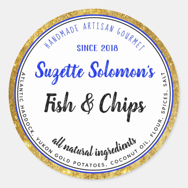 Etiqueta de Comida dos componentes Dourados de mar (Frente)