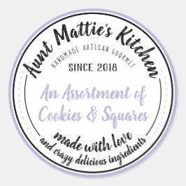 Etiqueta de Comida Gourmet Física em lavanda