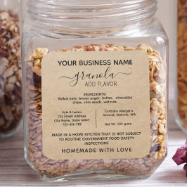 Etiqueta de Comida Rústica Granola Cottage Law