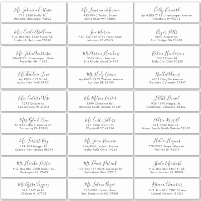 Etiqueta de Convidado para Casamento de Caligrafia (Frente)