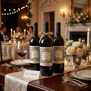 Etiqueta de Convite de Casamento Vintage Crest Cas