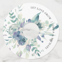 Etiqueta de Copo de Vinho Floral Aquarela com Hort