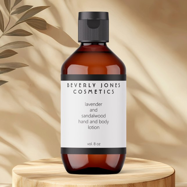 Etiqueta de Cosméticos de Borda Preta com Branco E (Criador carregado)