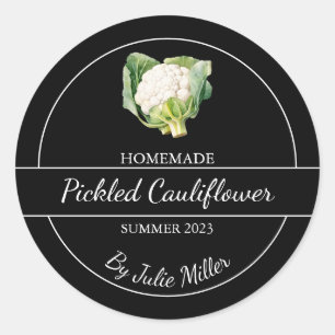 Etiqueta de couve-flor picada em casa simples, pre