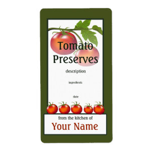 Etiqueta de cozinha reservada para tomate