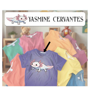 Etiqueta de Creche Axolote Cute Nome Menina Aquáti