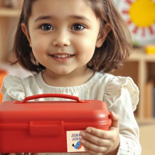 Etiqueta de Creche Robin Passarinho Azul Nome da C