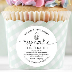 Etiqueta de Cupcake de Caligrafia Branca Minimizad