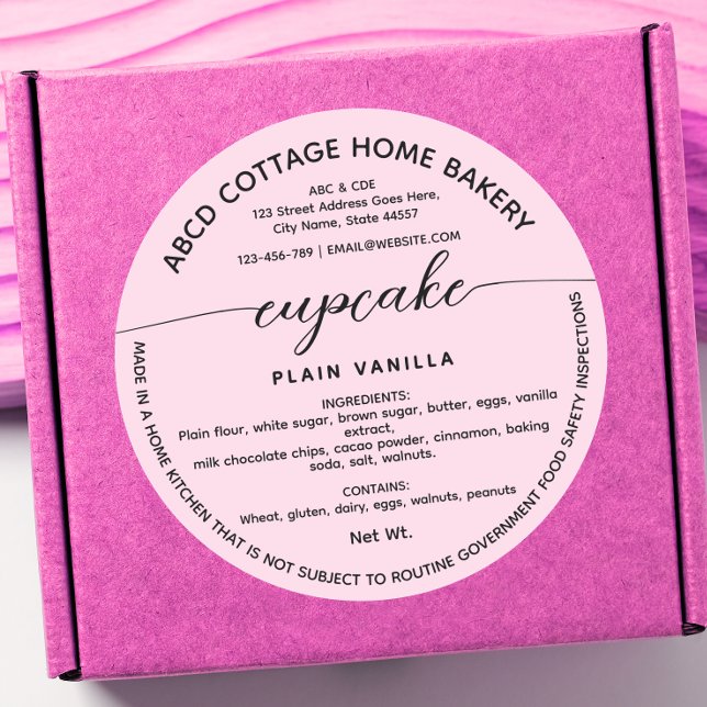 Etiqueta de Cupcake Rosa do Wisconsin Label Cotage (Criador carregado)