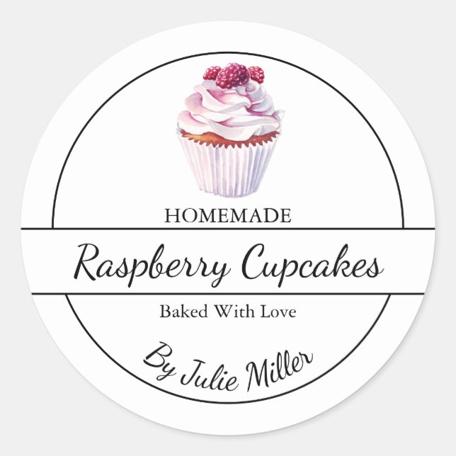 Etiqueta de Cupcakes de framboesa simples (Frente)
