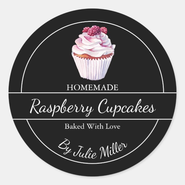 Etiqueta de Cupcakes de framboesa simples (Frente)