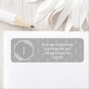 Etiqueta de Damasco Elegante da cinza