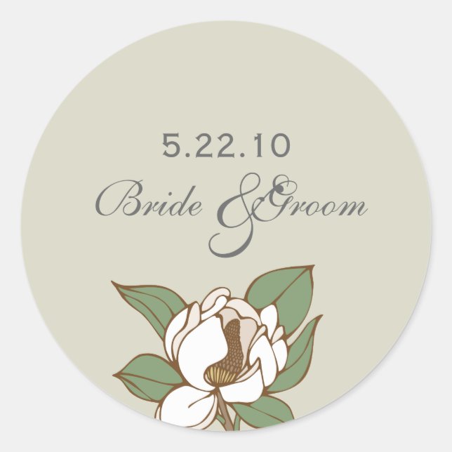 Etiqueta de data de casamento da Magnolia (Frente)