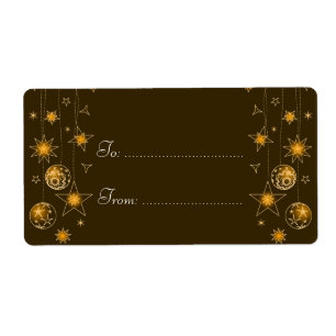 Etiqueta de decoração amarela de Natal Dourada Ele