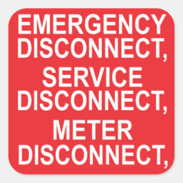 Etiqueta de Desconexão de Emergência, Serviço e Me