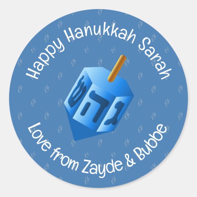 Etiqueta de Design do Hanukkah Dreidel (Frente)