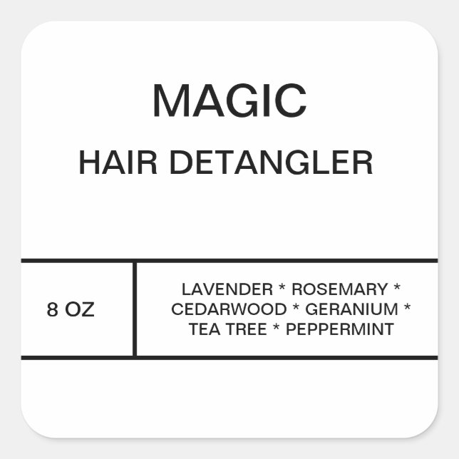 Etiqueta de Detangler de Cabelo (Frente)