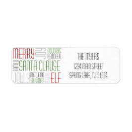 Etiqueta de devolução das palavras de Natal - Holi