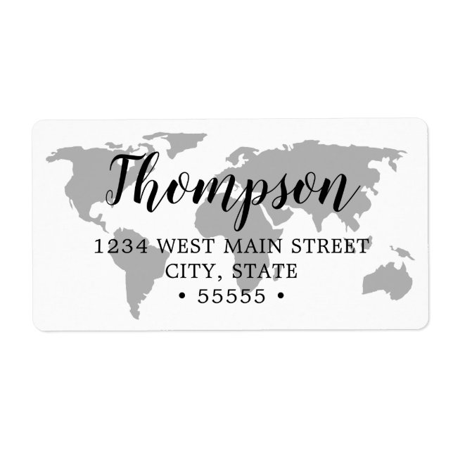 Etiqueta de devolução de mapa mundial simples (Frente)